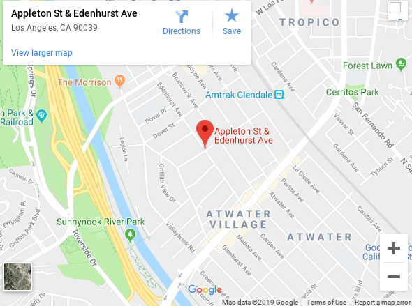 Google map of Edenhurst and Appleton in Atwater Village